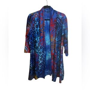 The Pyramid Collection Colorful Eclectic Bohemian Open Front Cardigan